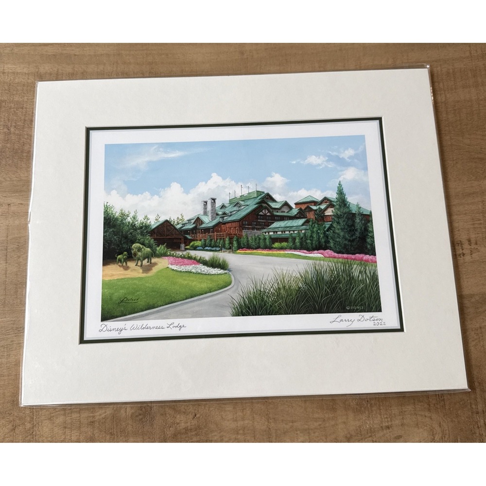Disney Park Larry Dotson Wilderness Lodge Resort Vacation Memories Print 14x11